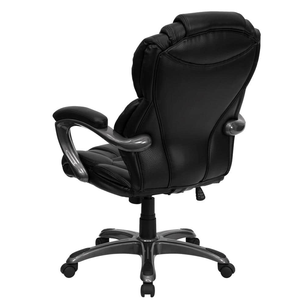 Ergonomic High-Back Executive Swivel Chair in Black LeatherSoft