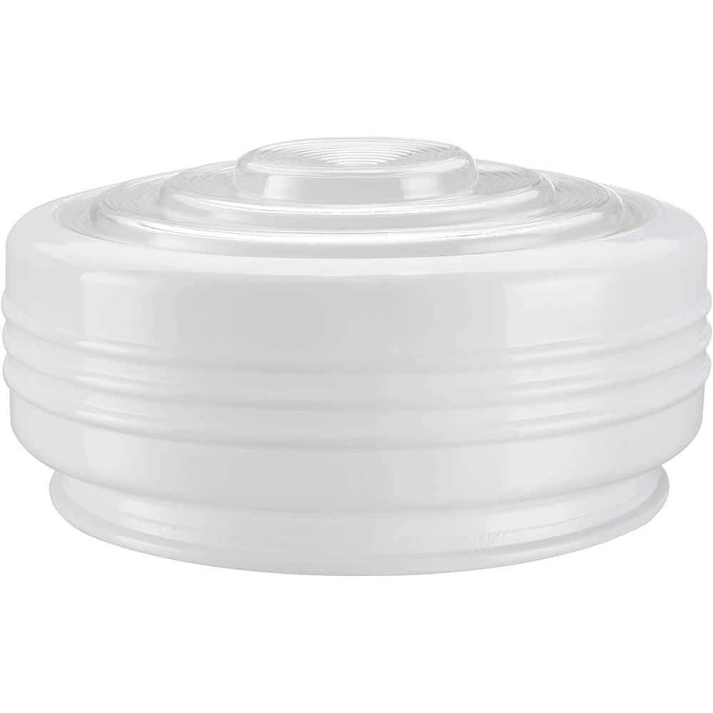 8-1/2 in. D x 4 in. H White and Clear Drum Shape Glass for HallwaysClosetsK