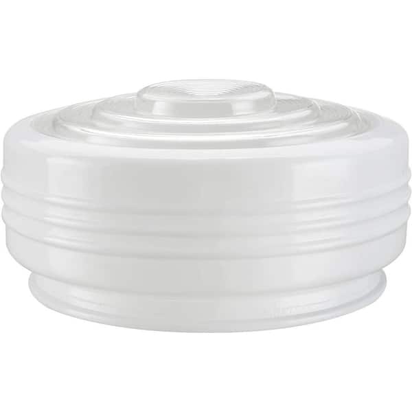 Unbranded 8-1/2 in. D x 4 in. H White and Clear Drum Shape Glass for HallwaysClosetsKitchen and Bathroom7-5/8 in. Neckless Fitter