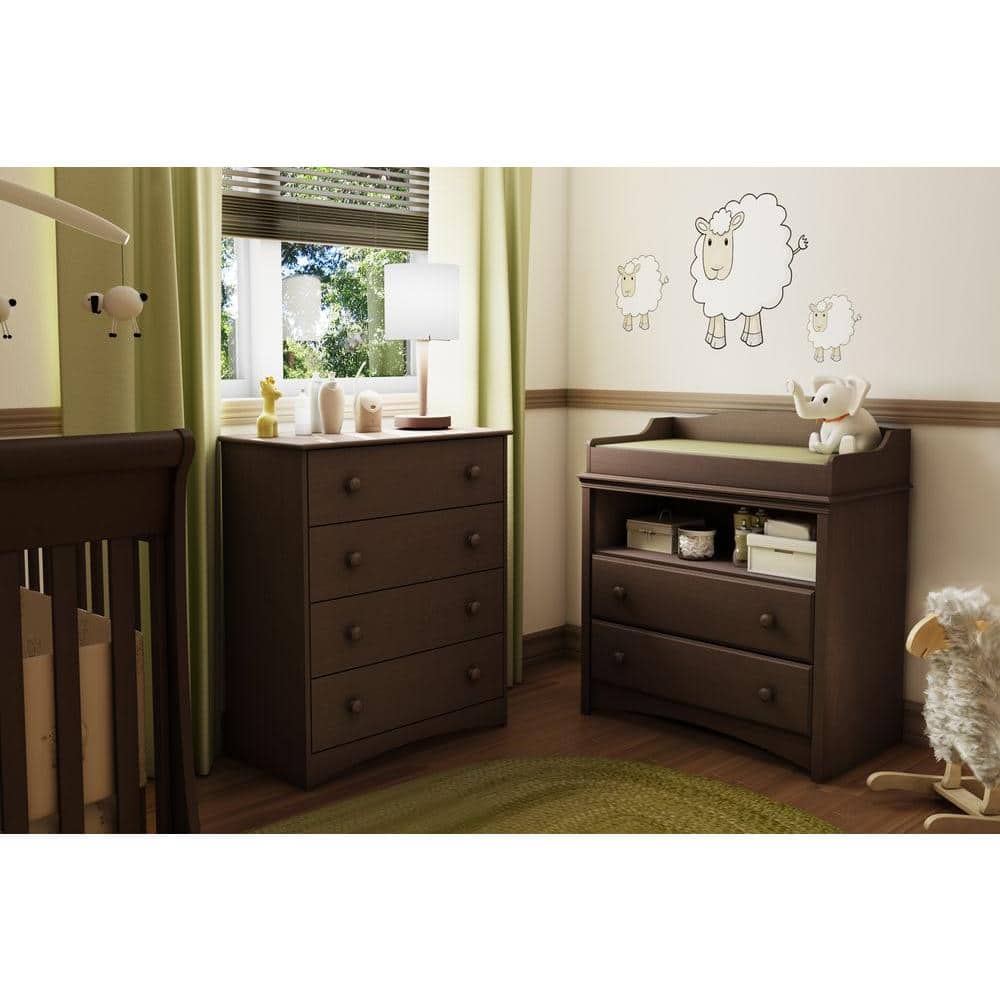 espresso changing table with drawers