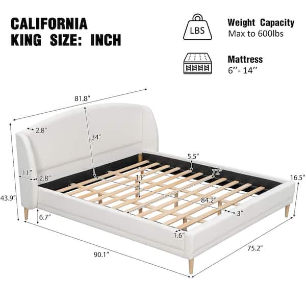 Harper & Bright Designs White Wood Frame California King Size