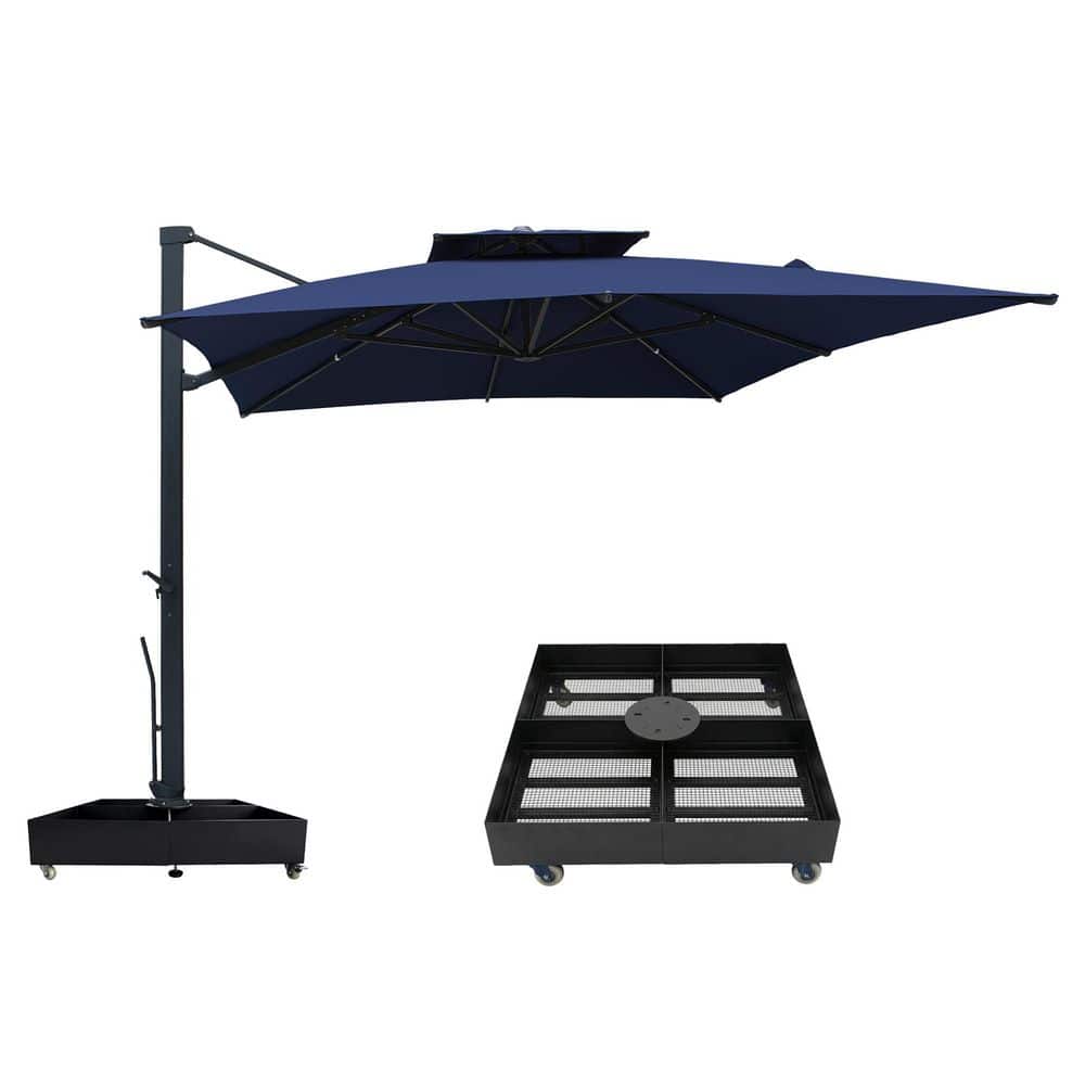 10 ft. x 13 ft. Double Top String Lights Cantilever Patio Umbrella in Navy Blue with 1100 lbs. Base Stand and Hooks price history on PriceWatchPro
