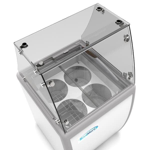 26 in. 4 Tub Ice Cream Dipping Cabinet Display Freezer with Sliding Glass Door and Sneeze Guard