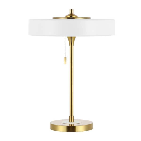 SAFAVIEH Decker 19 in. White/Brass Table Lamp
