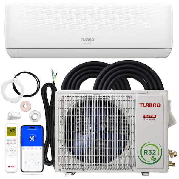 Finnmark 12,000 BTU Ductless Mini Split AC/Heat Pump, 20 SEER2 Inverter, WiFi, R32, 115V Pre-Charged System, AHRI