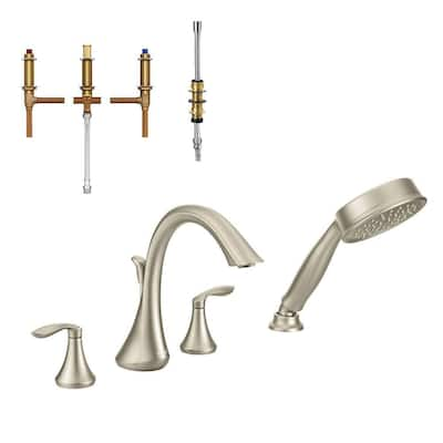 Moen Eva 4 In Centerset 2 Handle High Arc Bathroom Faucet In Brushed Nickel 6410bn The Home Depot