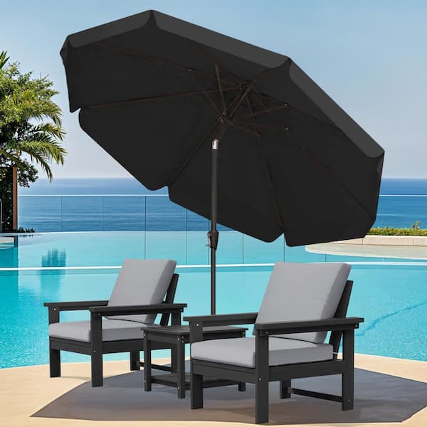 6 foot black patio umbrella JEAREY 6. 5 ft x 10 ft Rectangular Black Patio Umbrella with Crank and Tilt  and 50 lbs Resin Base Combo