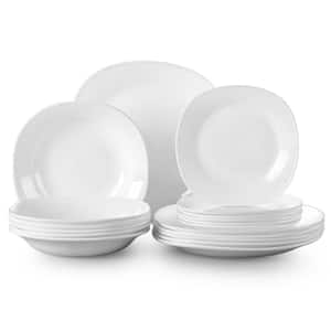 Esmer 18-Piece Opal Glassware White Dinnerware Set (Service for 6)