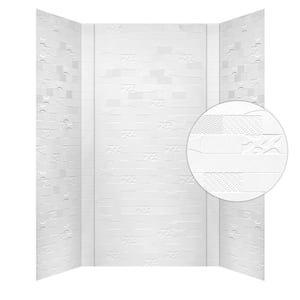 Versa Tile 60 in. W x 96 in. H x 42 in. D Three piece Glue-Up PVC Tub Surrounds Wall Panels in Gloss White