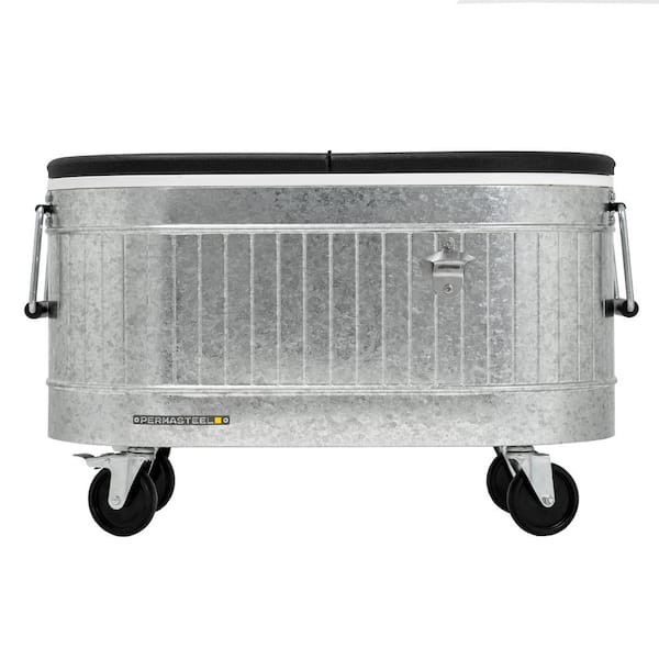 PERMASTEEL 80 Qt. Galvanized Steel Cooler with Casters