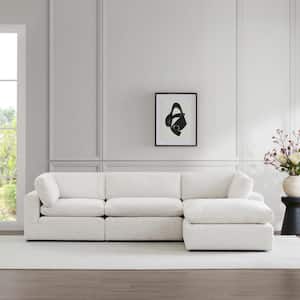 Garrick 116" Oversized Fabric L Shaped Sofa Set Extra Large Deep Seat Modular Sectional Sofa for Living Room in White
