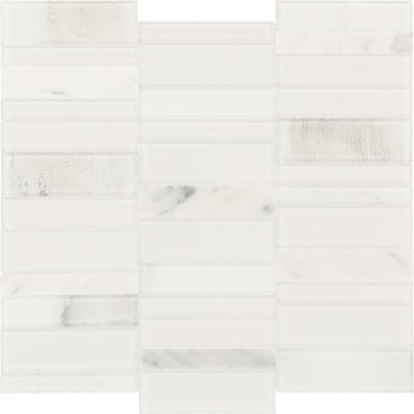 Daltile Xpress Mosaix Peel 'N Stick Stormy White 12 in. x 12 in. Marble Straight Stack Mosaic Tile (720.9 sq. ft./Pallet)