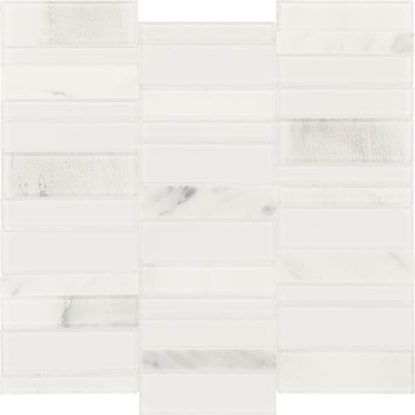 Daltile Xpress Mosaix Peel 'N Stick Stormy White 12 in. x 12 in. Marble Straight Stack Mosaic Tile (720.9 sq. ft./Pallet)