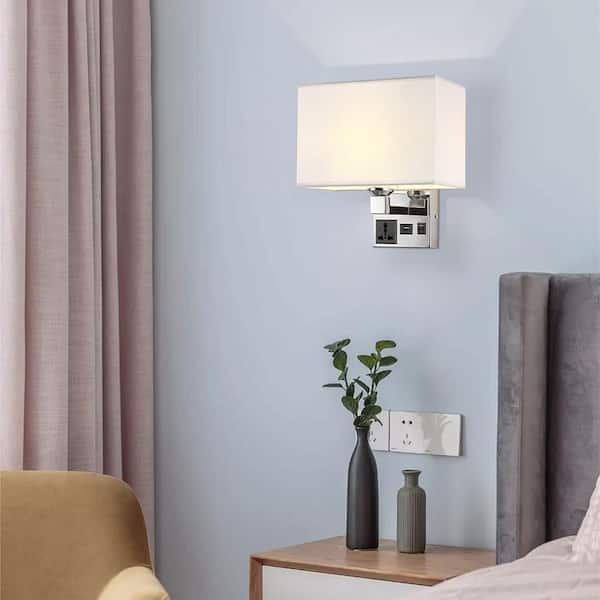 DYRCJ LED Light Black Finish Hardwired Wall Lamp with USB Port and