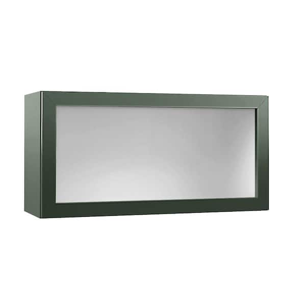 Hampton Bay Designer Series Melvern 36 in W 12 in D 18 in H Assembled Shaker Wall Kitchen Cabinet in Forest with Glass Lift Up Door