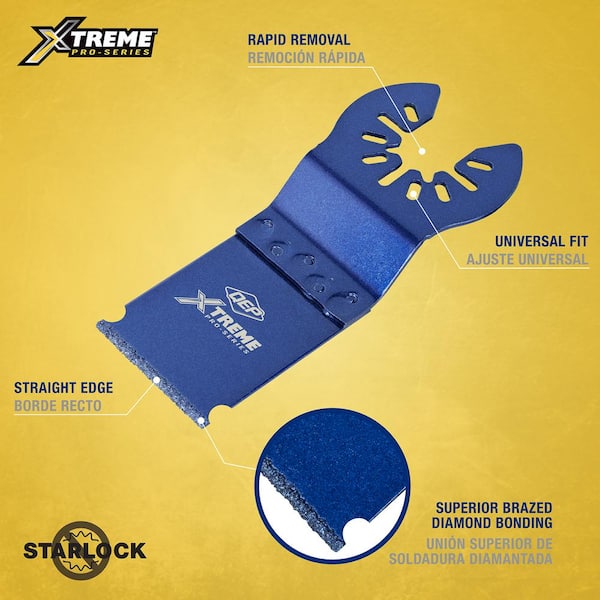 Xtreme 1-1/2 in. Premium Grout Removal Tool with Diamond Grit Flush Cutting and Universal Oscillating Straight Blade
