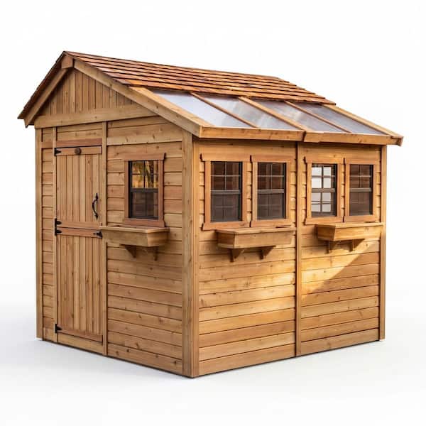 Sunshed 8 ft. x 8 ft. Western Red Cedar Garden Shed
