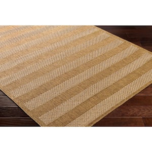 Pismo Beach Natural Wheat Stripe 8 ft. x 8 ft. Square Indoor/Outdoor Area Rug