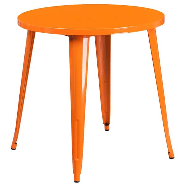 Carnegy Avenue Orange Round Metal Outdoor Bistro Table