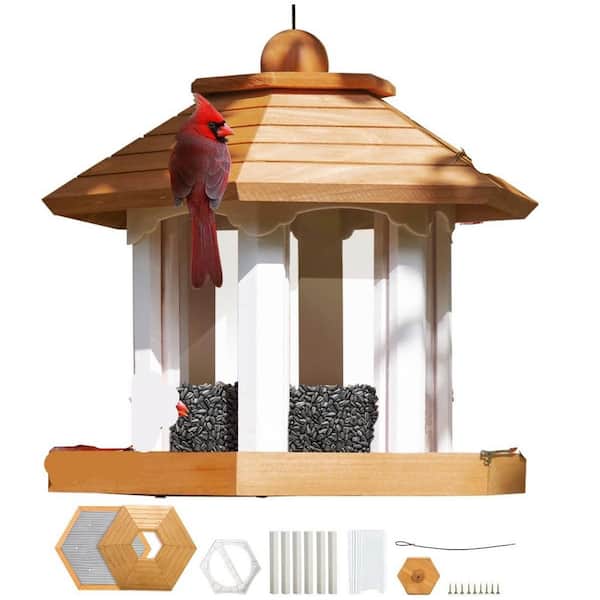 FAWEY TRED INC Large Bird Feeders for Outside Hanging Bird feeder Rust Proof Mesh-Cedar Wood Longtime Lasting(6 lbs. Capacity)