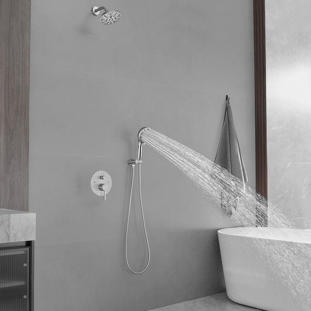 Brushed Nickel Dual Function Rain Shower Faucet with Handheld