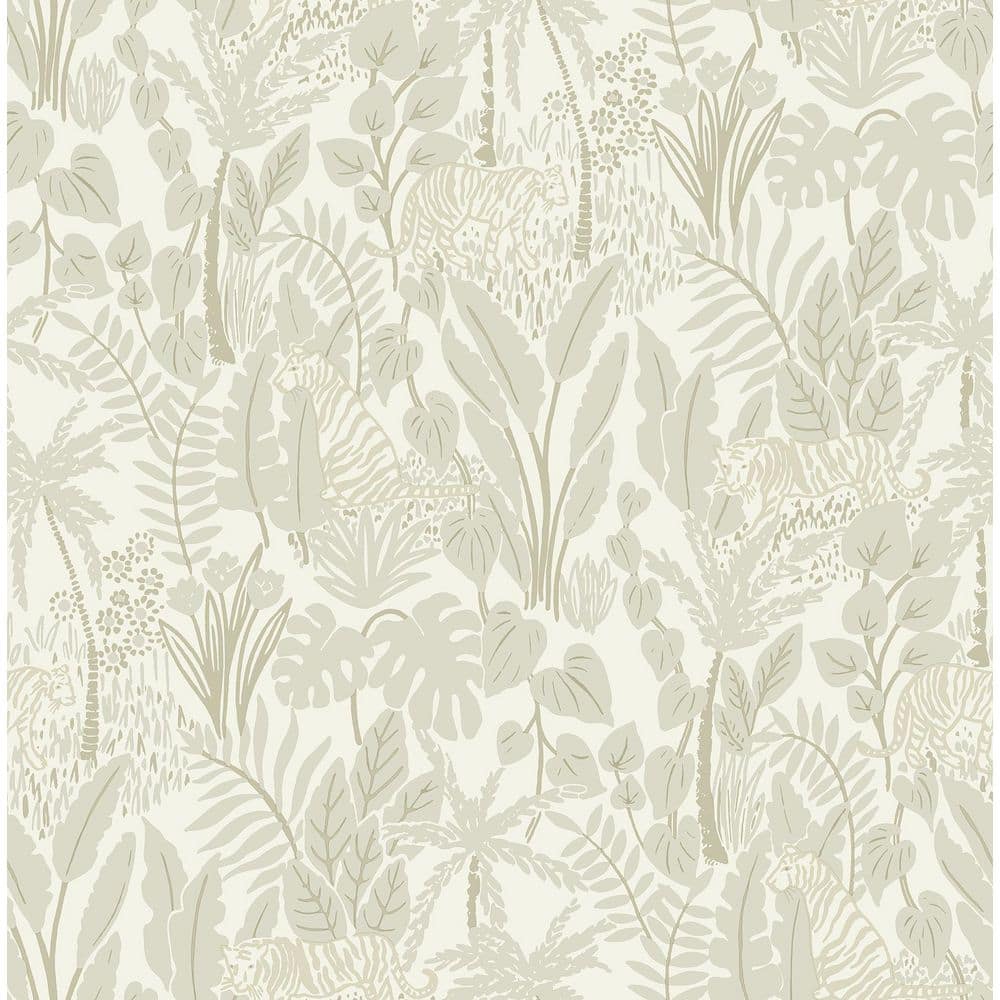 Taupe Jungle Tiger Peel and Stick Wallpaper Roll