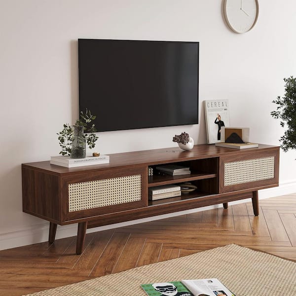 TV Stand for Up to 80-Inch TVs Entertainment Center with Cable Management in Brown