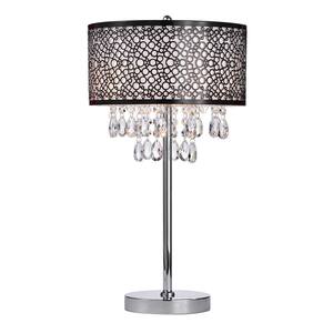 Kosmas 20 in. Chrome 3-Light Table Lamp with Crystals