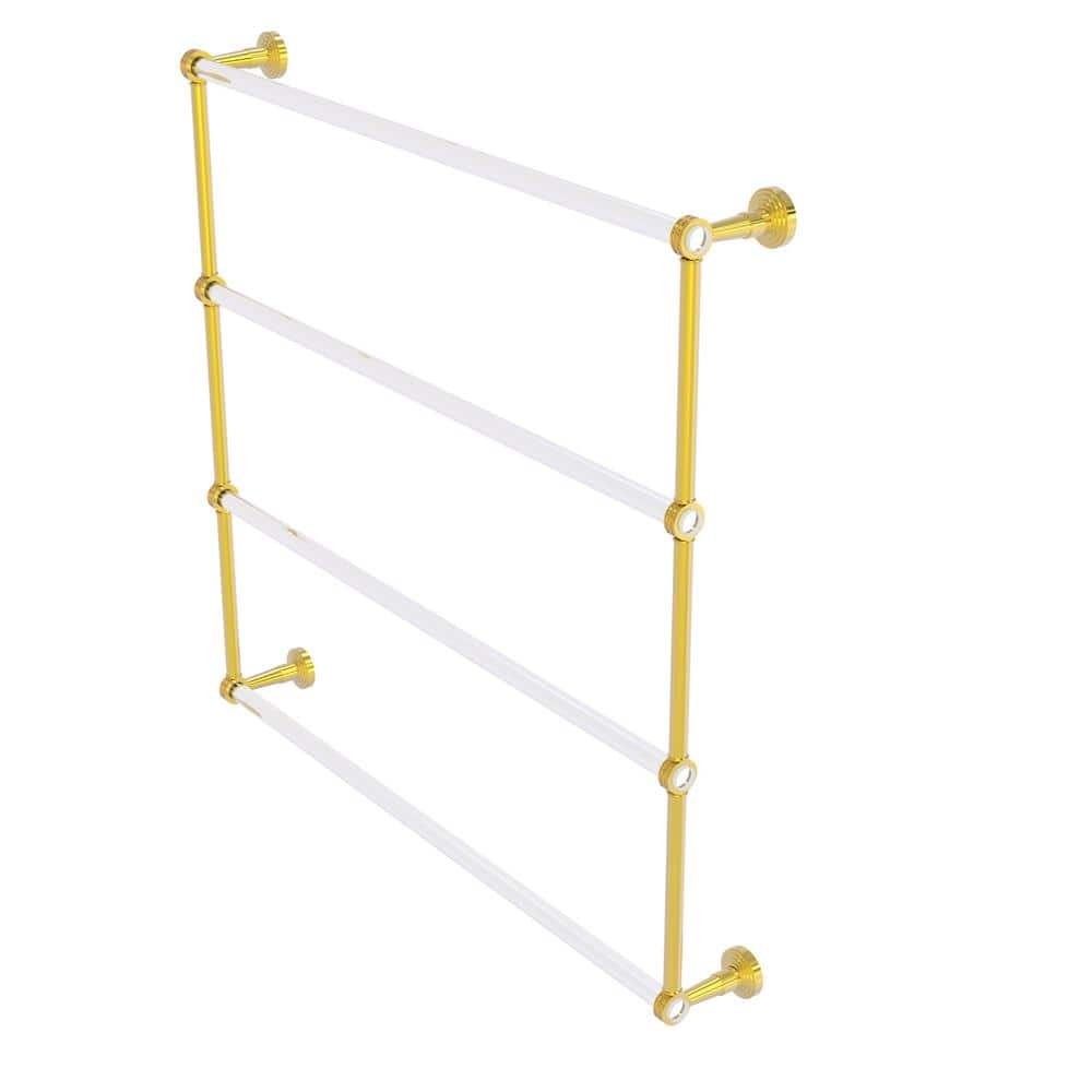 Allied Brass Pacific Beach 36 in. 4-Tier Ladder Towel Bar with Dotted Accents in Polished Brass