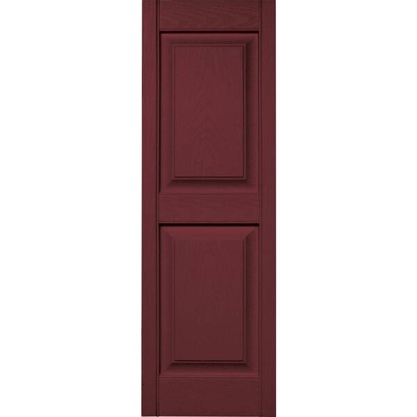 Builders Edge 15 in. x 47 in. Raised Panel Vinyl Exterior Shutters Pair in #078 Wineberry