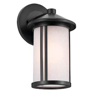 Lombard 10.5 in. 1-Light Black Outdoor Hardwired Wall Lantern Sconce with No Bulbs Included (1-Pack)