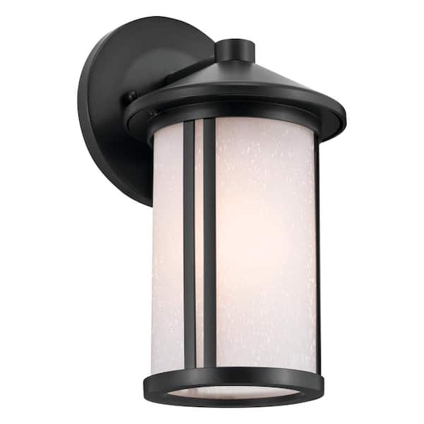 KICHLER Lombard 10.5 in. 1-Light Black Outdoor Hardwired Wall Lantern Sconce with No Bulbs Included (1-Pack)