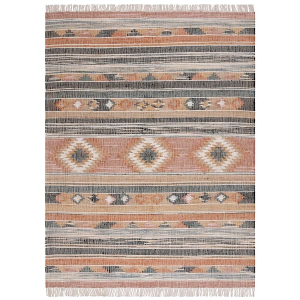Kilim 10 ft. x 14 ft. Blue/Rust Striped Area Rug