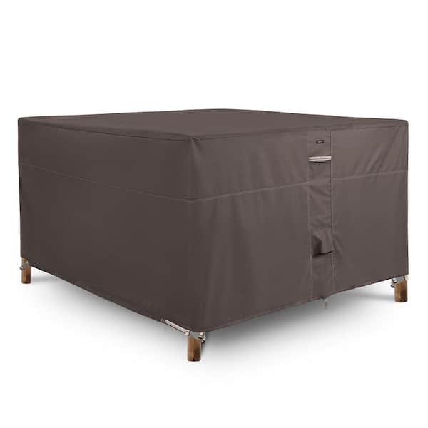 Classic Accessories Ravenna 66 in. W x 66 in. D x 34 in. H Dark Taupe Water-Resistant Patio Bar Table and Chair Set Cover