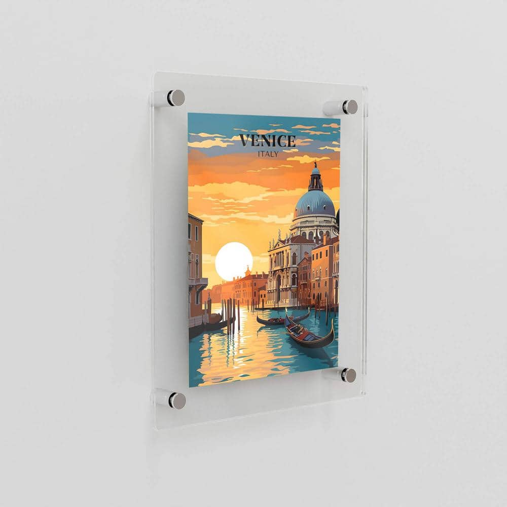 23" x 33" Clear Acrylic Floating Frame with Chrome Wall Mounts