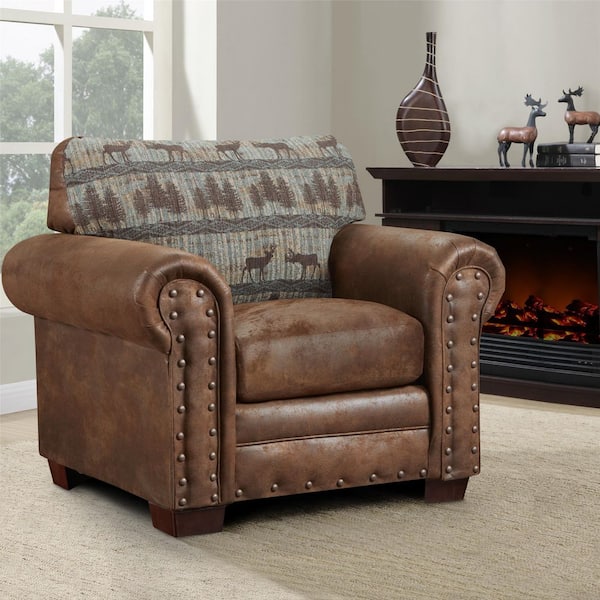 American Furniture Classics Deer Teal Lodge Sage Velvet Wingback Chair with Removable Cushions(Set of 2)