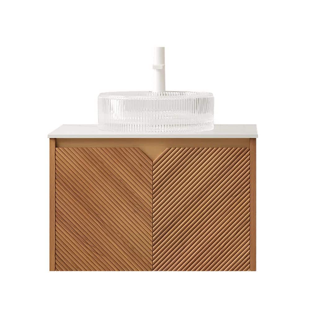 24 in. W x 20 in. D x 16 in. H Single Sink Floating Bath Vanity in Brown Oak with White Sintered Stone Top price history on PriceWatchPro