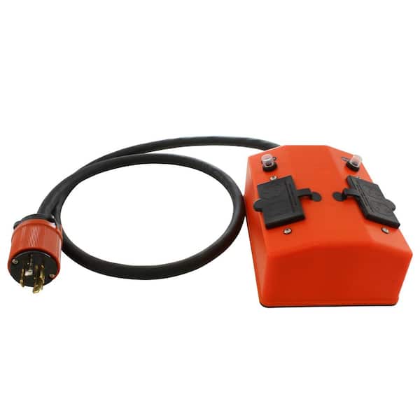 10 ft. NEMA L14-20 Generator Locking Plug to PDU Outlet Box (GFCI and Breakers)