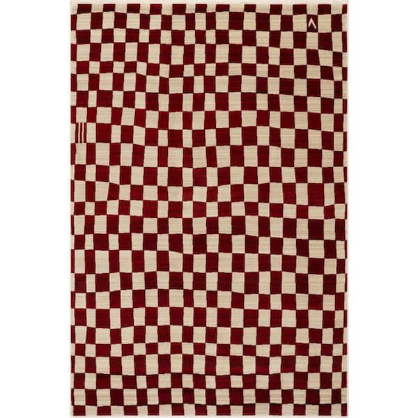 Rasali Checkered Box Red 5 ft. x 8 ft. Indoor Area Rug