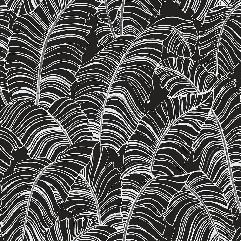 Bazaar Collection Monochrome Broad Leaf Design Non-Woven Non-Pasted Wallpap