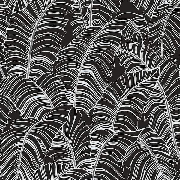 Unbranded Bazaar Collection Monochrome Broad Leaf Design Non-Woven Non-Pasted Wallpaper Roll (Covers 57 sq.ft.)