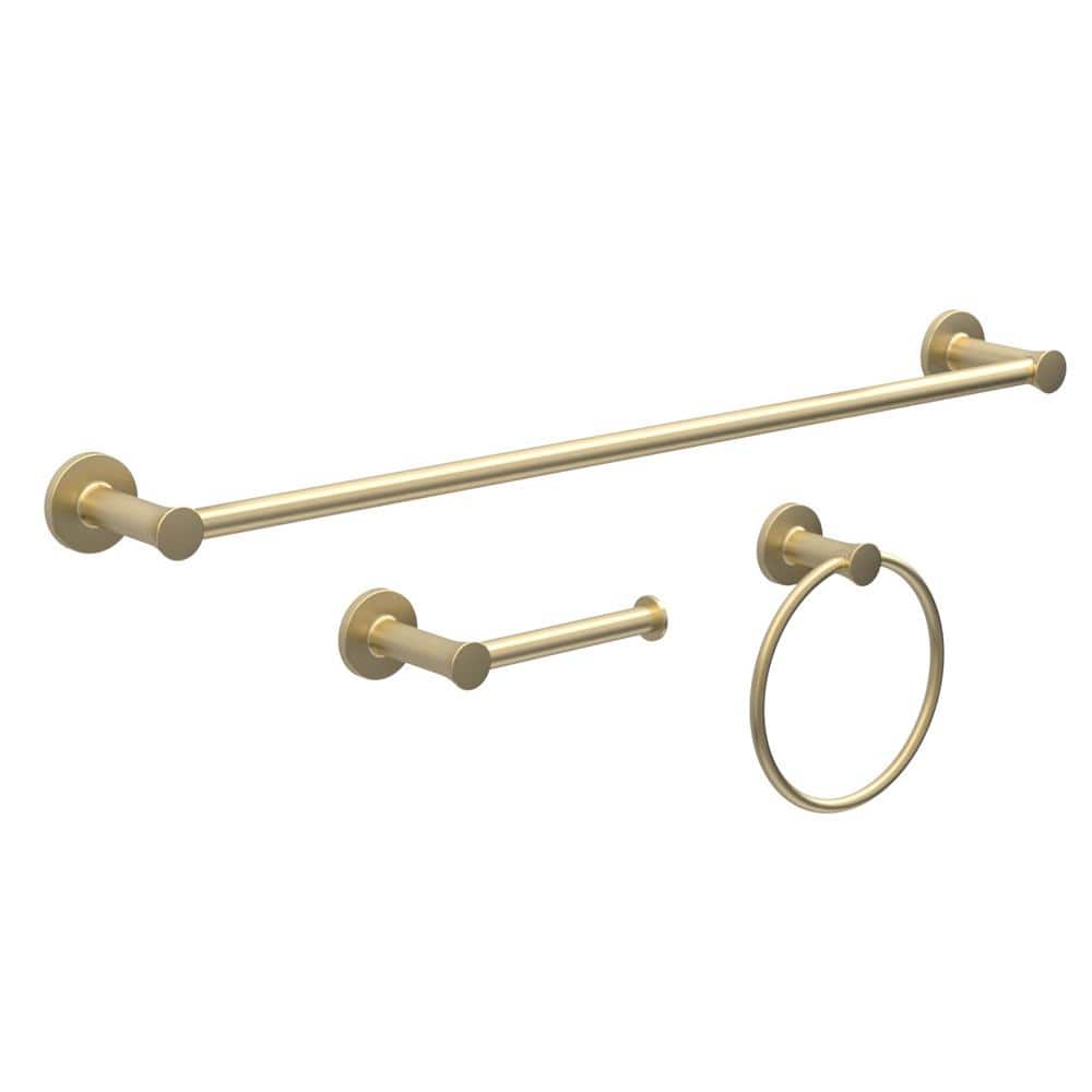 Lucien 3-Piece Bath Hardware Set with Paper Holder, Towel Bar, and Towel Ring Mounting hardware included in Brushed Gold price history on PriceWatchPro