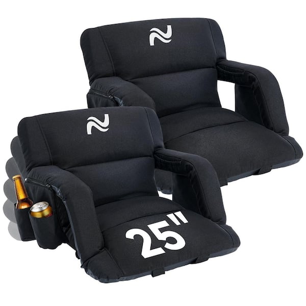 Stadium Seats w/ Back Support and Cushion Bleacher Seat Portable 6-Reclining Positions Stadium Chair, 25 in. W (2-Pack)