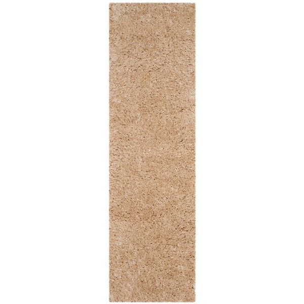 Polar Shag 2 ft. x 14 ft. Light Beige Solid Color Runner Rug