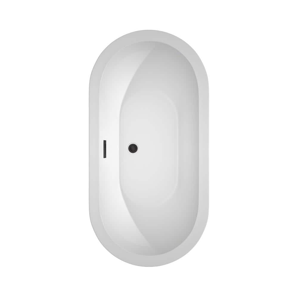 Soho 60'' White Acrylic Freestanding Bathtub with Matte Black Trim