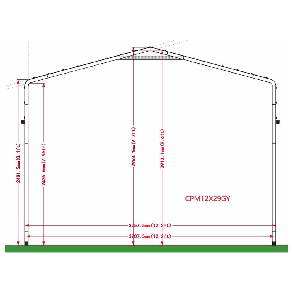 ALEKO 12x30 ft Grey Galvanized Steel Carport Canopy Shelter