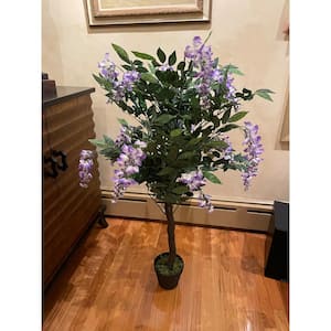 48 in. Artificial Wisteria Tree In a 6.5 in. Container with Leaves and Moss