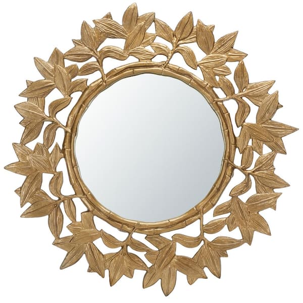 SAFAVIEH Nivaria 31.5 in. W x 31.5 in. H Iron Round Modern Antique Brass Wall Mirror