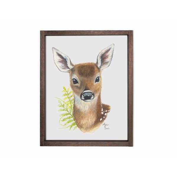 Unbranded Woodland Littles 2 Deer Farmhouse Decorative Sign 13 in. x 19 in.