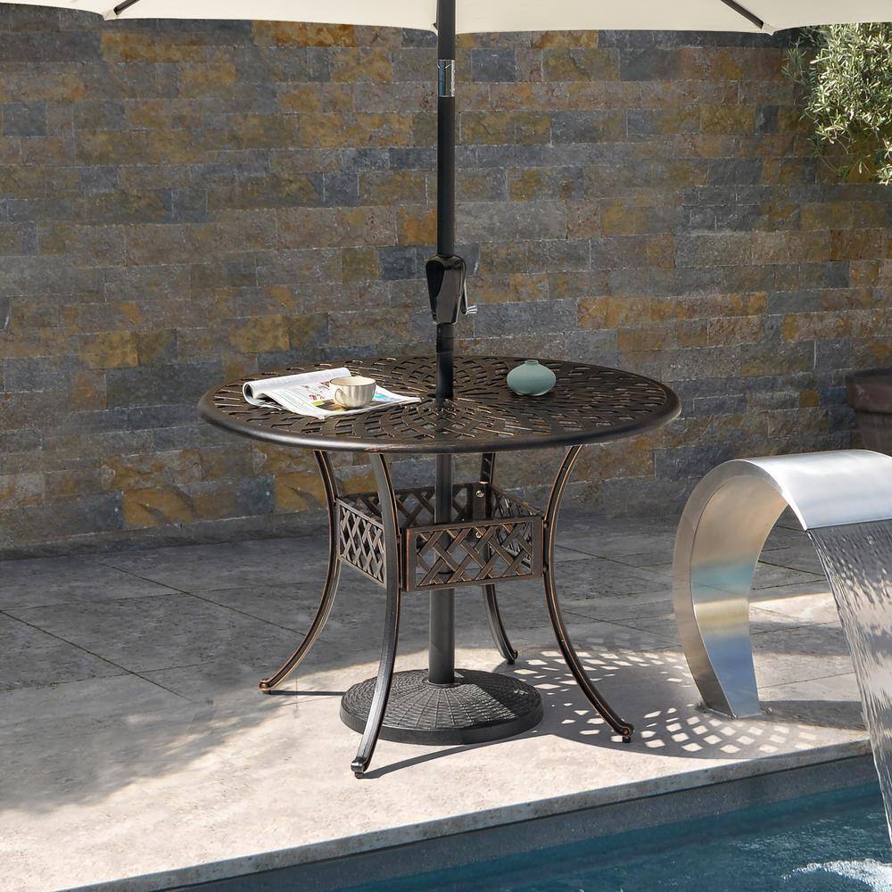 Black Heavy-Duty Round Concrete Patio Umbrella Base